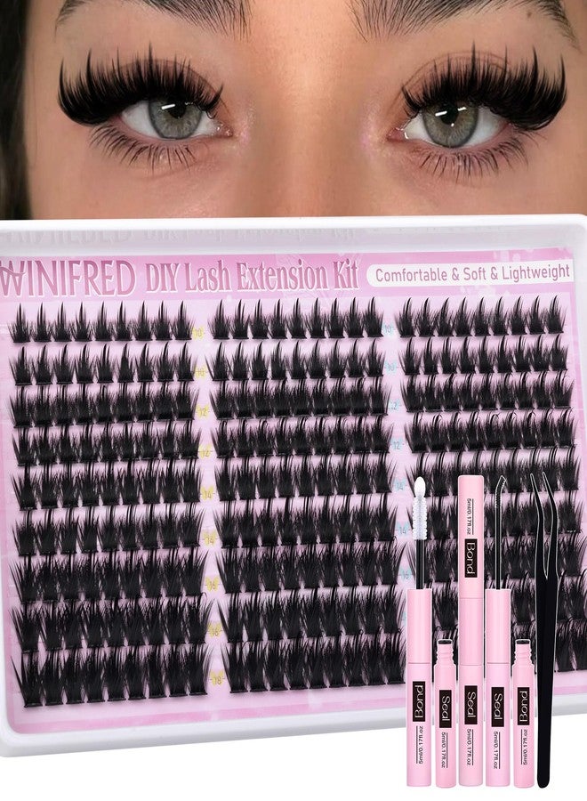 Winifred Manga Lash Clusters Kit Eyelash Clusters with Spikes Wispy Cluster Eyelash Extension Kit Fairy Lashes Clusters 10-18mm Anime Individual Lashes Kit Lash Bond and Seal Tweezers (243pcs) - Image 1